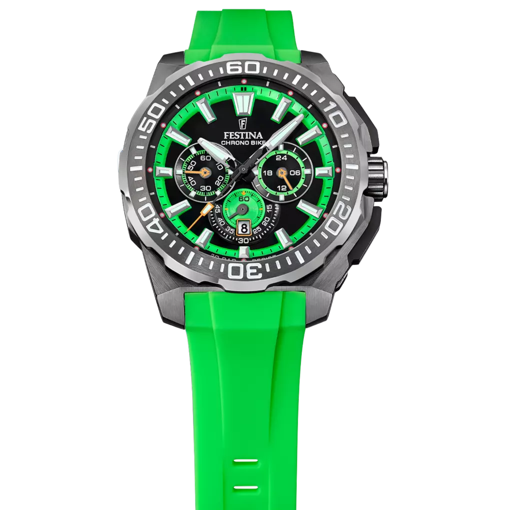 Festina Chrono Bike Quartz Chronograph Green Rubber Men's Watch | F20725/3