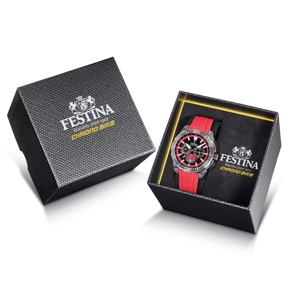Festina Chrono Bike Quartz Chronograph Black Red Rubber Men's Watch | F20725/5