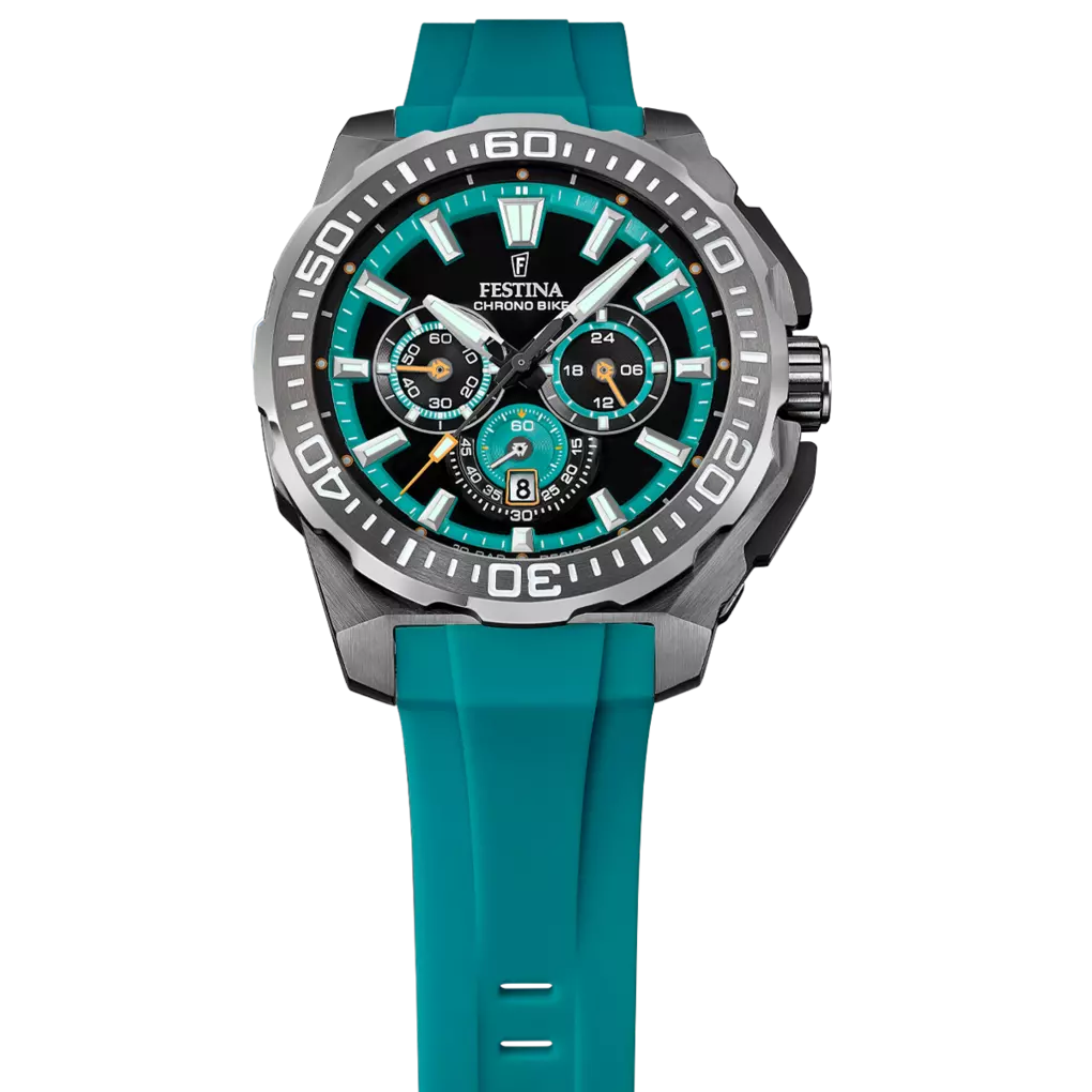 Festina Chrono Bike Quartz Chronograph Teal Rubber Men's Watch | F20725/6