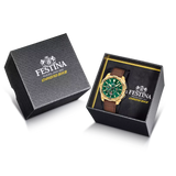 Festina Chrono Bike Quartz Chronograph Green Dial Brown Leather Men's Watch | F20728/2