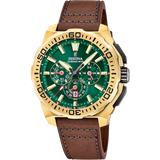 Festina Chrono Bike Quartz Chronograph Green Dial Brown Leather Men's Watch | F20728/2