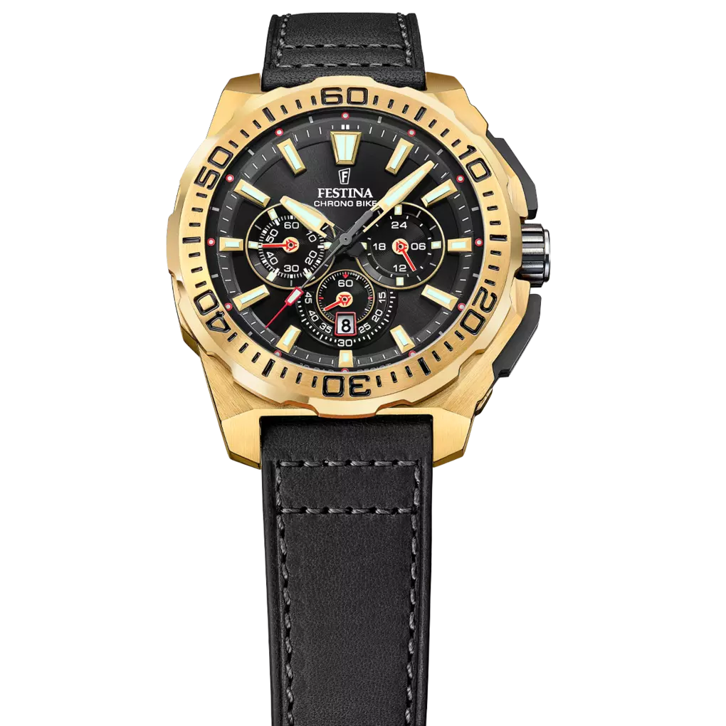 Festina Chrono Bike Quartz Chronograph Black Dial Black Leather Men's Watch | F20728/3