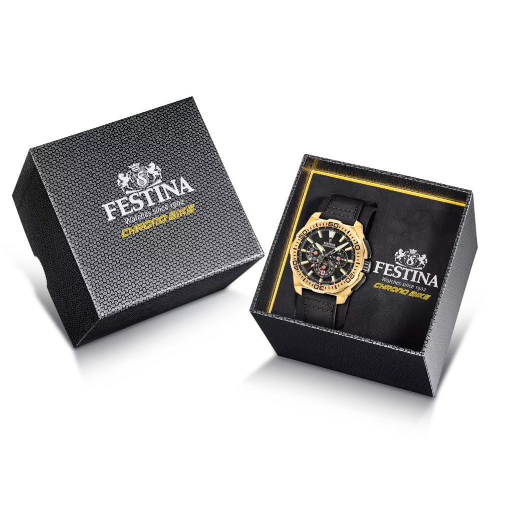 Festina Chrono Bike Quartz Chronograph Black Dial Black Leather Men's Watch | F20728/3