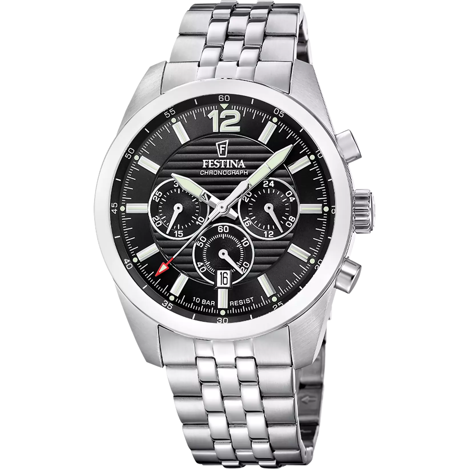 Festina Timeless Chronograph Quartz Black Chrono Dial Stainless Steel Men's Watch | F20742/3