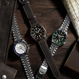 Seiko Automatic Black Dial Brown leather Strap GMT Men's Watch | SSK036K1