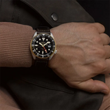 Seiko Automatic Black Dial Brown leather Strap GMT Men's Watch | SSK036K1