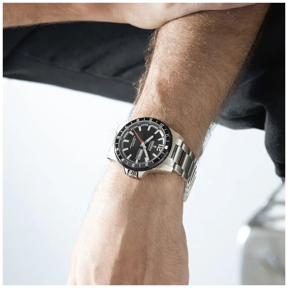 Festina Titanium Quartz Black Dial Red Second Hand Titanium Men's Watch | F20698/4