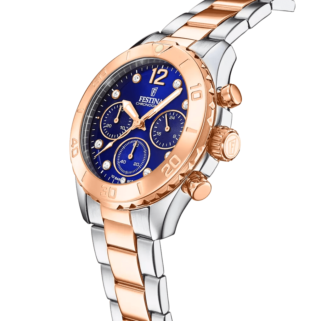 Festina Boyfriend Collection Mother of Pearl Dial 316L Stainless Steel with Rose Gold PVD Men’s 39mm Watch | F20605/3 | TIME Watches