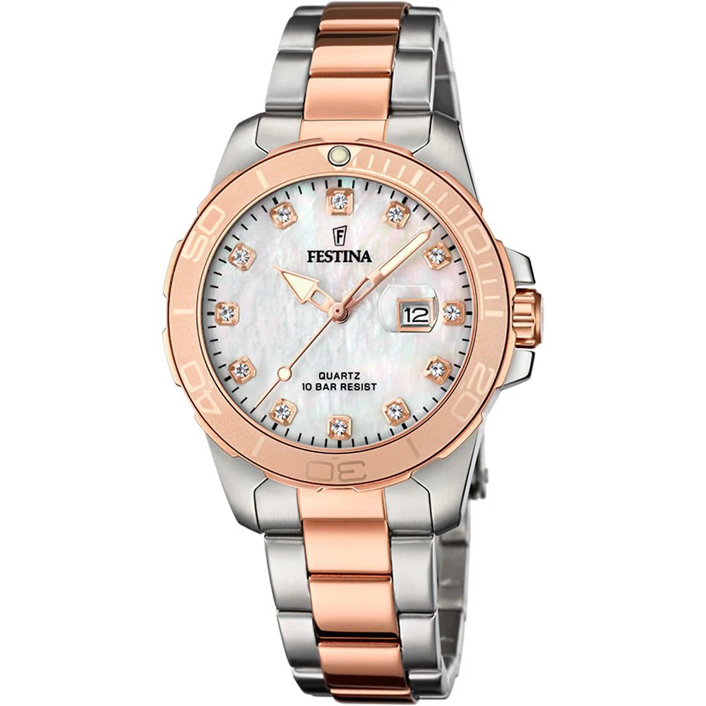 Festina Boyfriend Collection Mother of Pearl Dial 316LStainless Steel with Gold PVD Men’s Watch | F20505/1 | TIME Watches