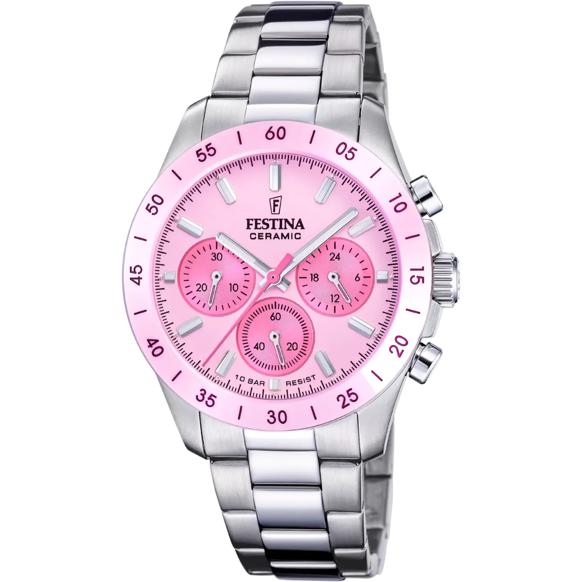 Festina Ceramic Pink Dial 316LStainless Steel Men’s 39mm Watch | F20693/2 | TIME Watches