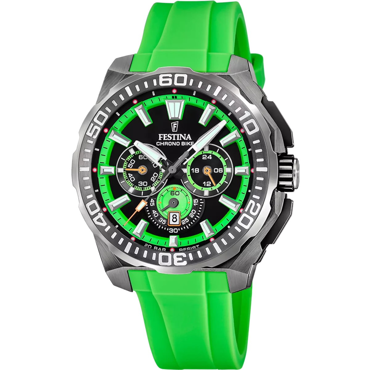 Festina Chrono Bike Black Dial Green Rubber Men’s Watch | F20725/3 | TIME Watches