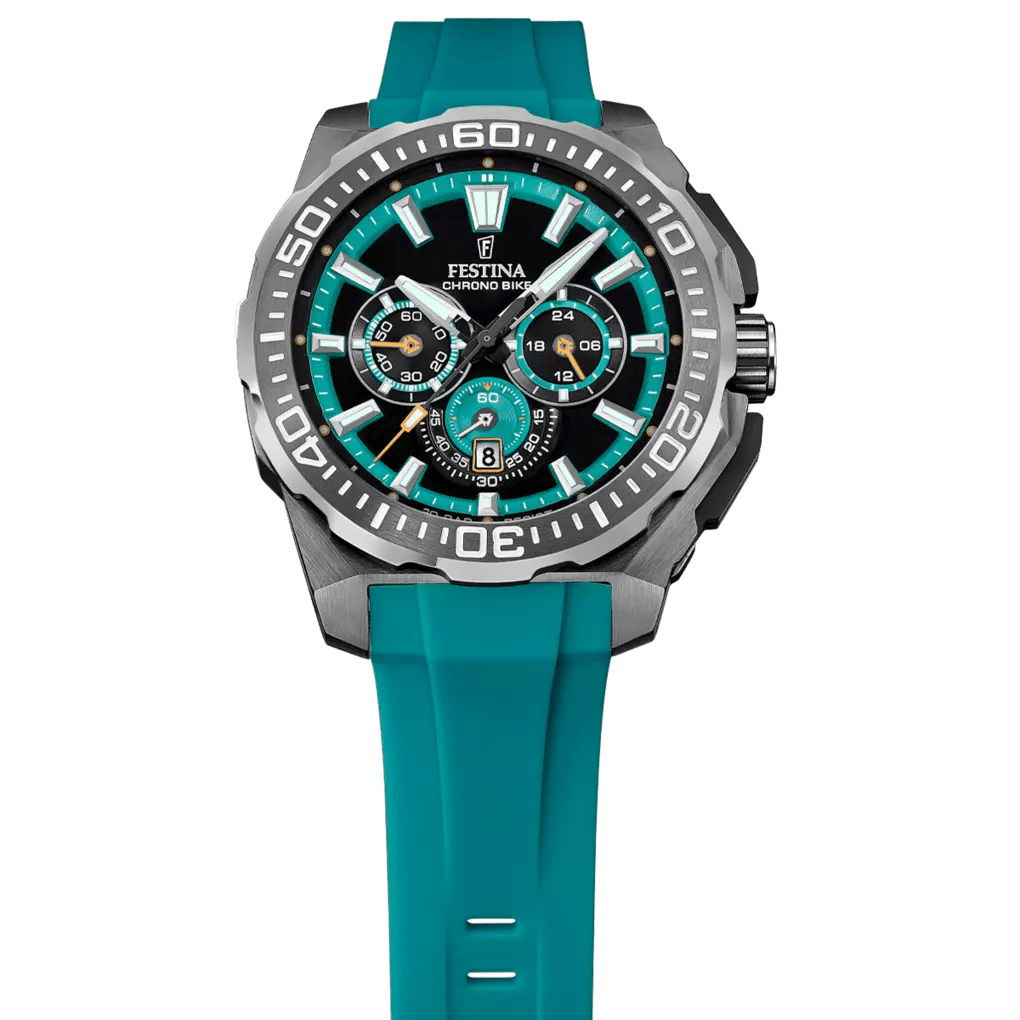 Festina Chrono Bike Black Dial Teal Rubber Men’s Watch | F20725/6 | TIME Watches