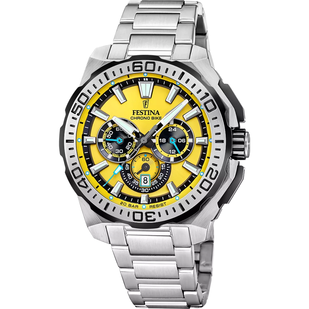 Festina Chrono Bike Yellow Dial 316L Stainless Steel Men’s Watch | F20724/4 | TIME Watches