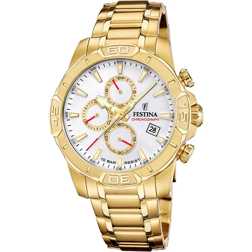 Festina Chronograph Stainless Steel Gold Men's Watch | F20705/1 | Time Watch Specialists
