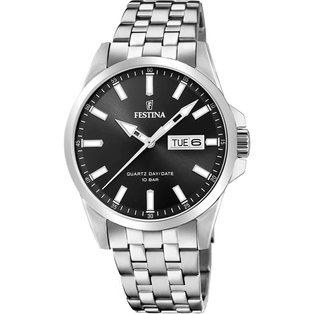 Festina Classic Black Dial 316L Stainless Steel Men’s 41mm Watch | F20357/4 | TIME Watches
