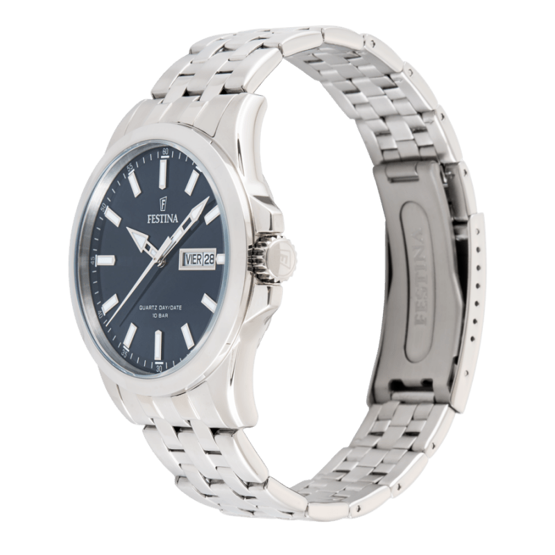 Festina Classic Blue Dial 316L Stainless Steel Men’s 41mm Watch | F20357/3 | TIME Watches