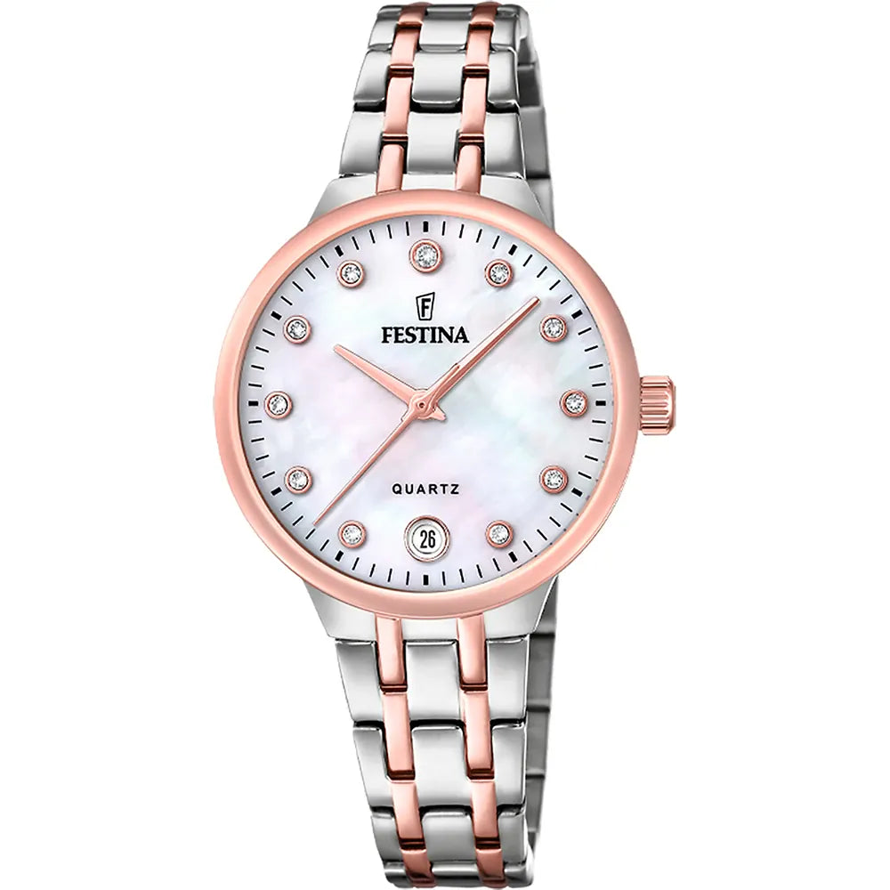Festina Mademoiselle Quartz Mother of Pearl Two Tone Rose Gold PVD Women's Watch | F20721/1