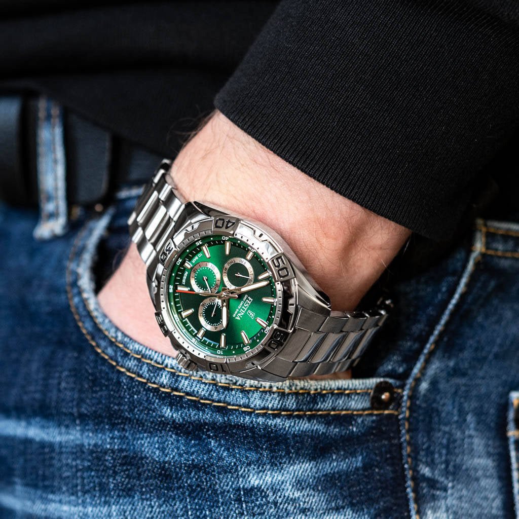 Festina Multifunction Stainless Steel Green Dial Men's Watch | F20623/3 | Time Watch Specialists