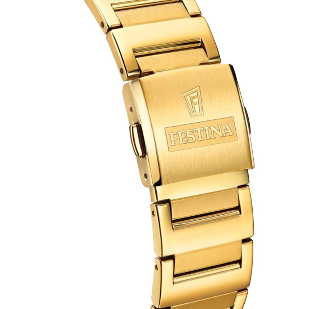 Festina On The Square Silver Dial Gold PVD Stainless Steel Men’s 33mm Watch | F20680/1 | TIME Watches