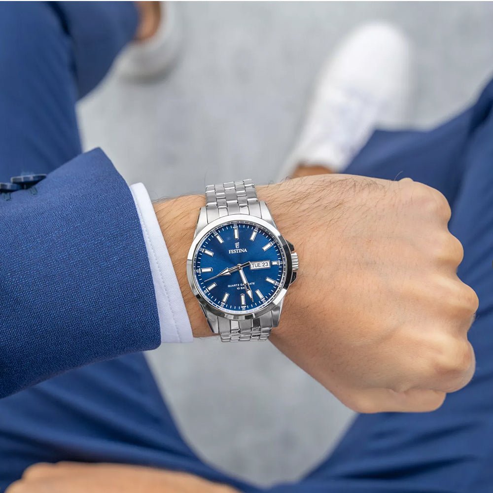 Festina Stainless Steel Blue Dial Men's Watch | F20357/3 | Time Watch Specialists