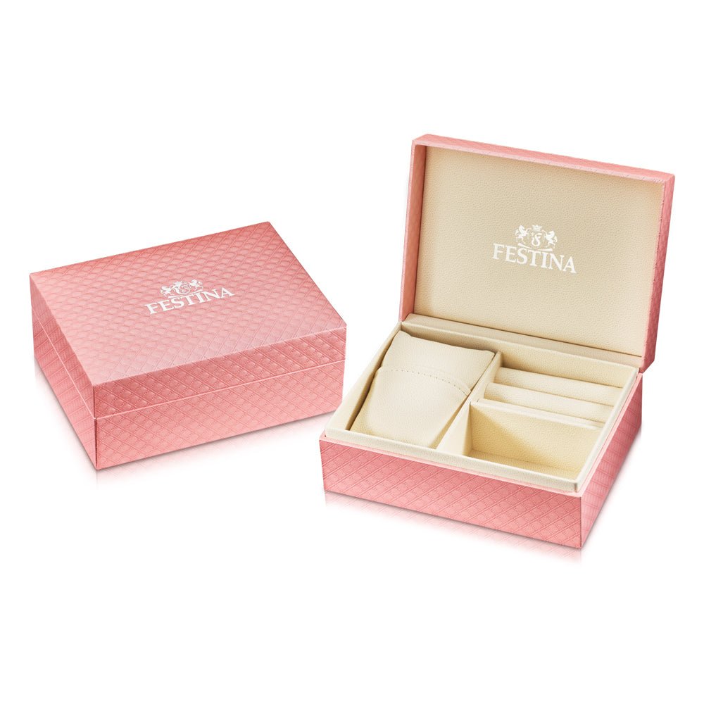 Festina Stainless Steel Pink Dial Woman's Watch | Time Watch Specialists