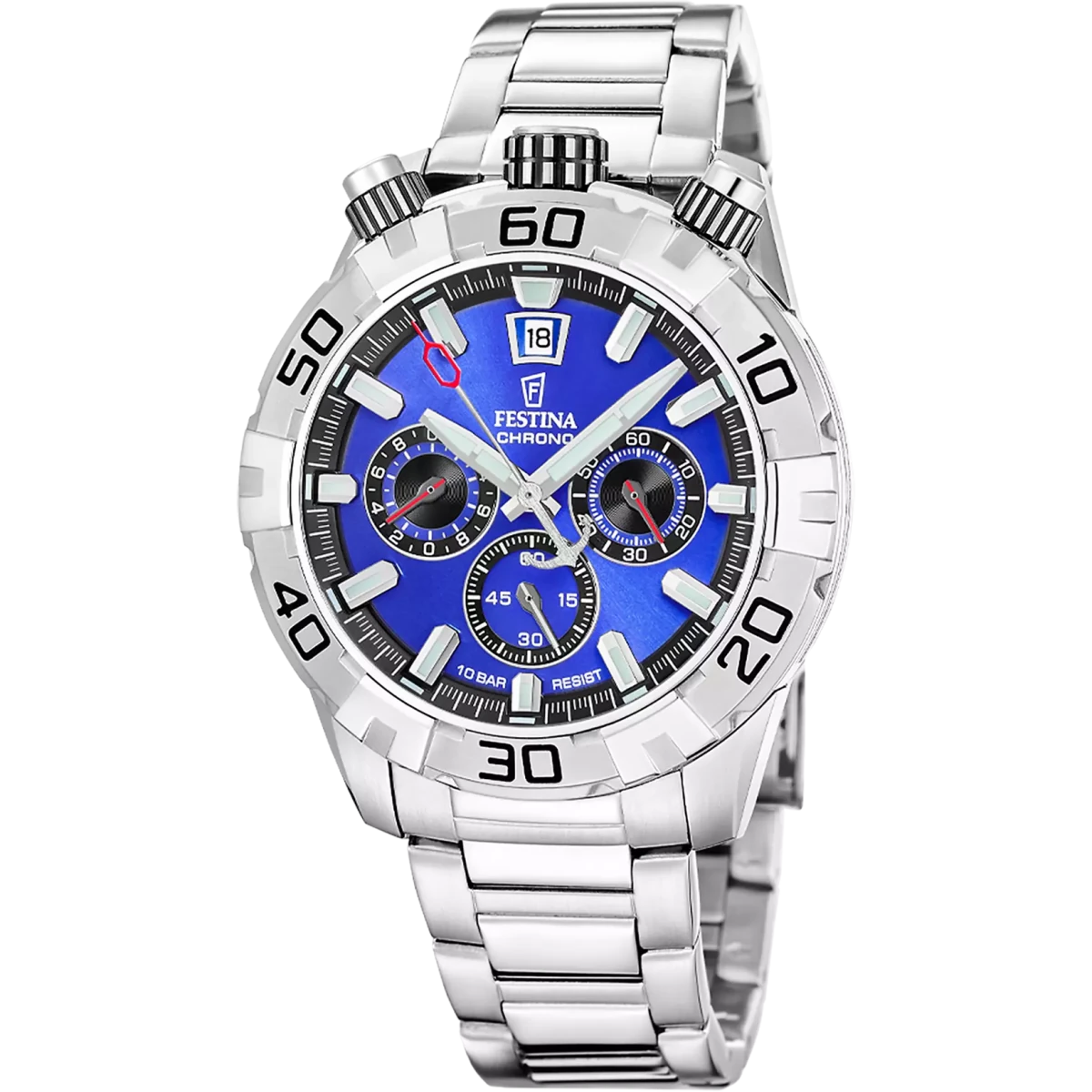 Festina The Originals Black Dial Stainless Steel Men’s 45mm Watch | F20743/3 | TIME Watches