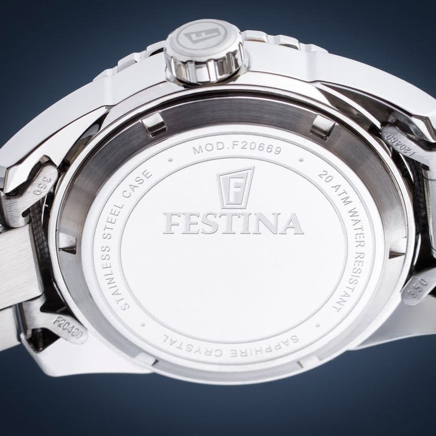 Festina The Originals Quartz Black Dial Fluorescent Steel Indices Stainless Steel Men's Watch | F20669/6
