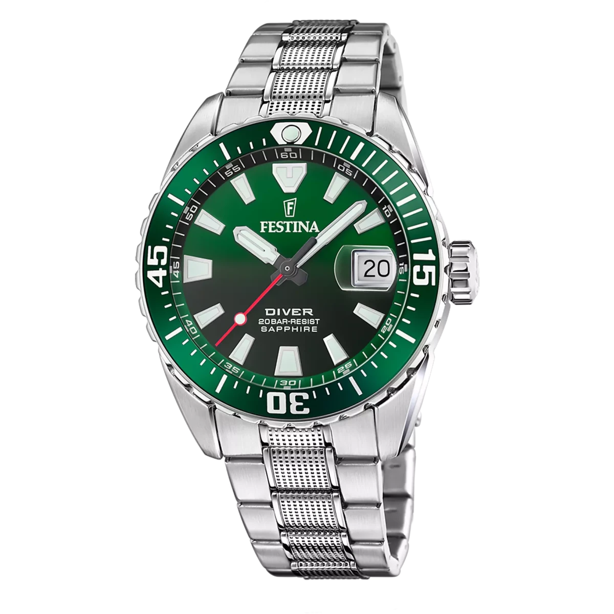 Festina The Originals Green Dial Stainless Steel Men’s 41mm Watch | F20669/2 | TIME Watches