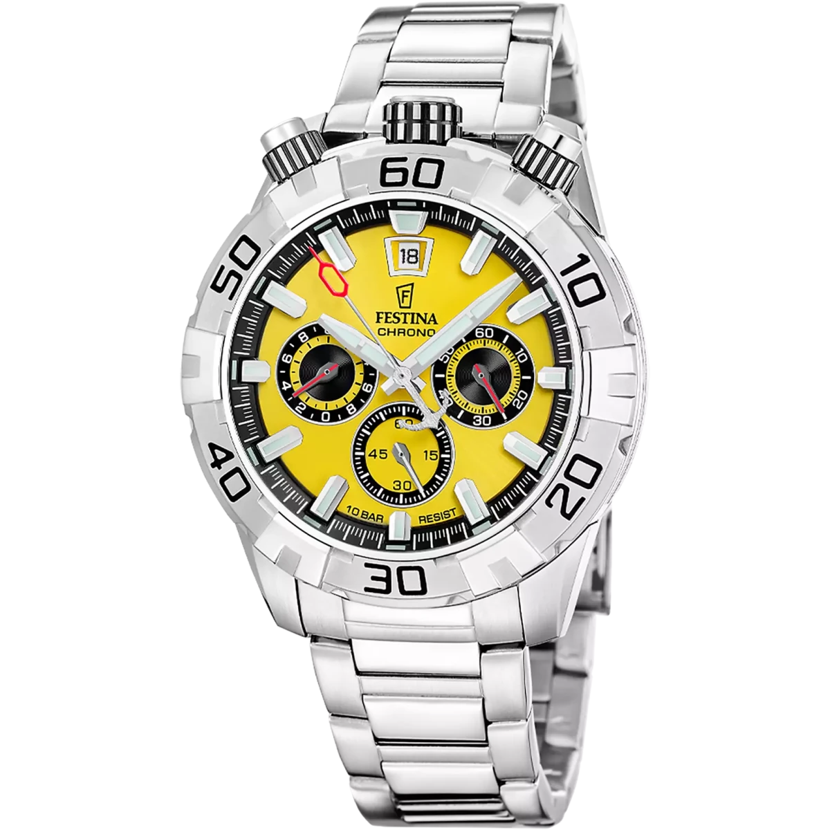 Festina The Originals Yellow Dial Stainless Steel Men’s 45mm Watch | F20743/4 | TIME Watches