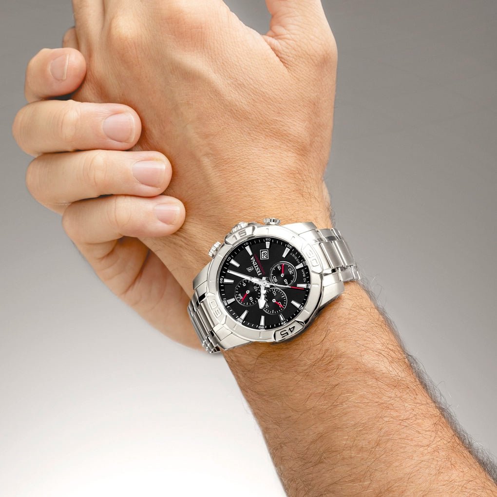 Festina Timeless Chronograph Black Dial Stainless Steel Men’s 45mm Watch | F20704/3 | TIME Watches