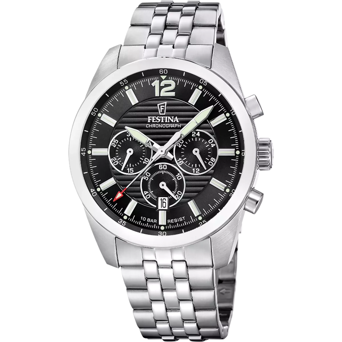 Festina Timeless Chronograph Black Dial Stainless Steel Men’s Watch | F20742/3 | TIME Watches