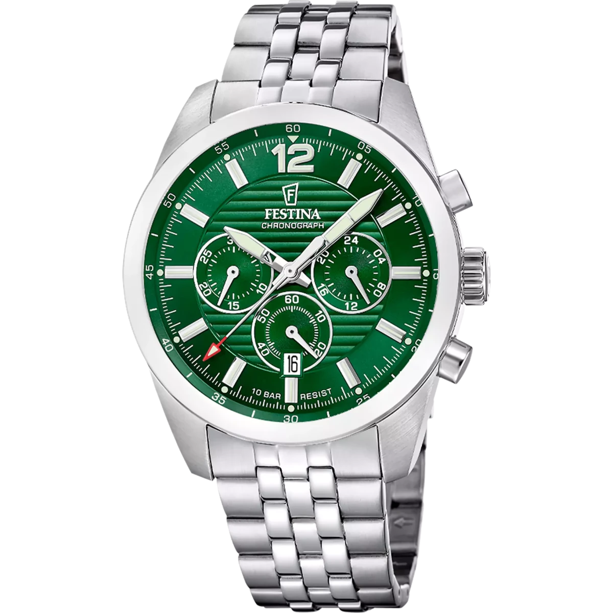 Festina Timeless Chronograph Green Dial Stainless Steel Men’s Watch | F20742/2 | TIME Watches