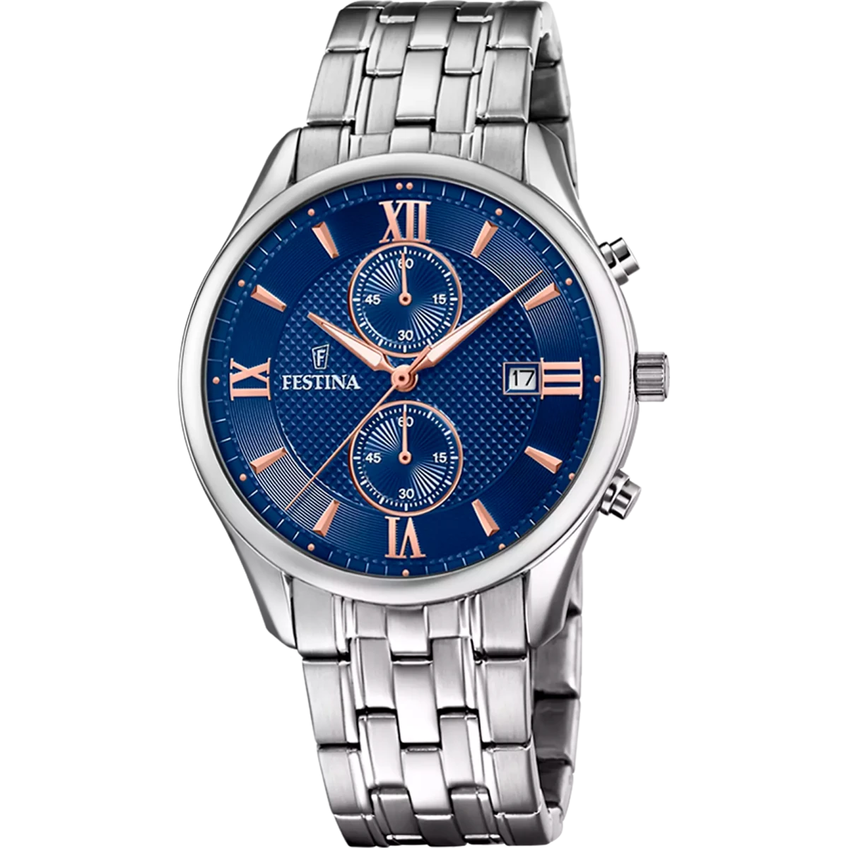 Festina Timeless Chronograph Rose Gold Dial Stainless Steel Men’s 42mm Watch | F6854/6 | TIME Watches