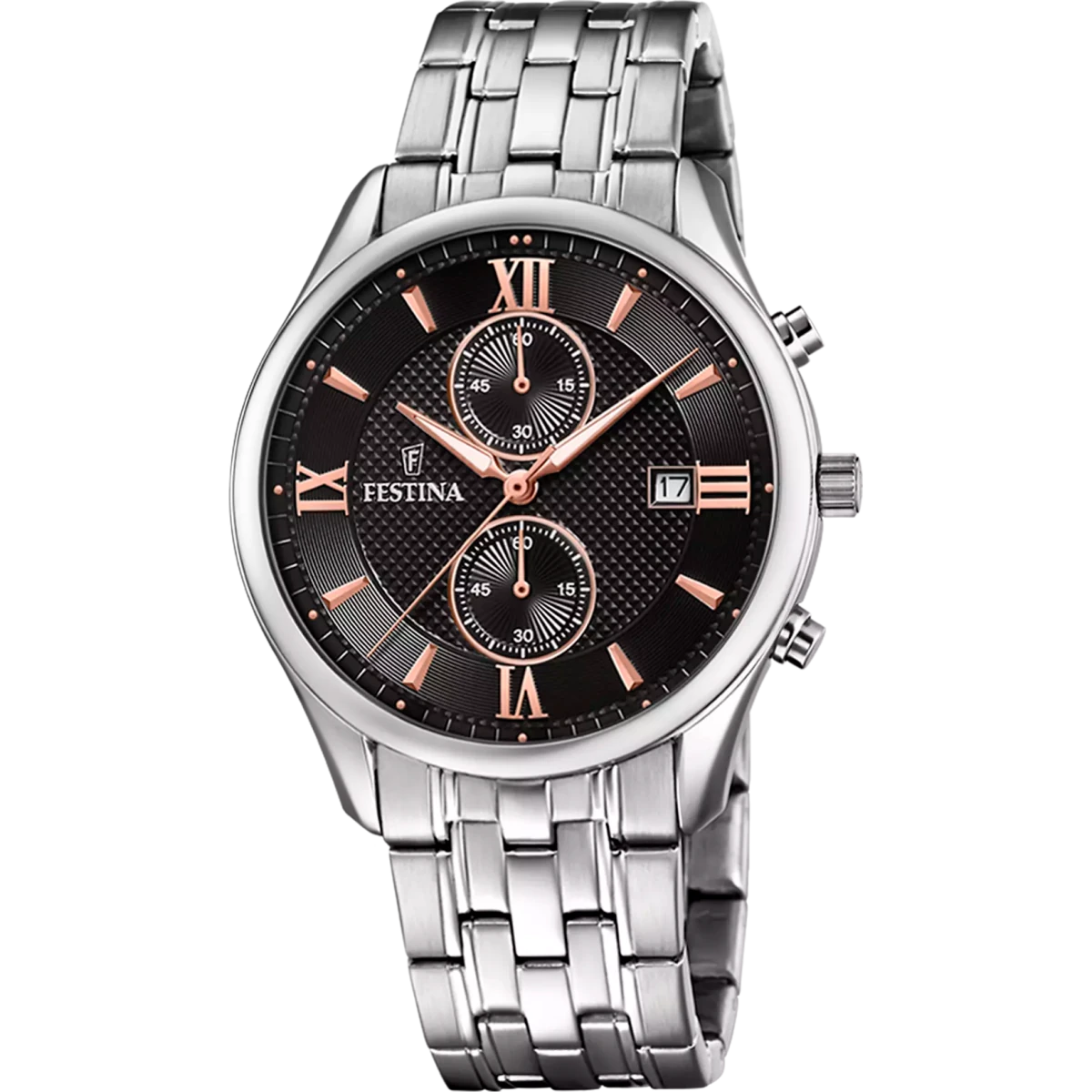 Festina Timeless Chronograph Rose Gold Dial Stainless Steel Men’s 42mm Watch | F6854/7 | TIME Watches