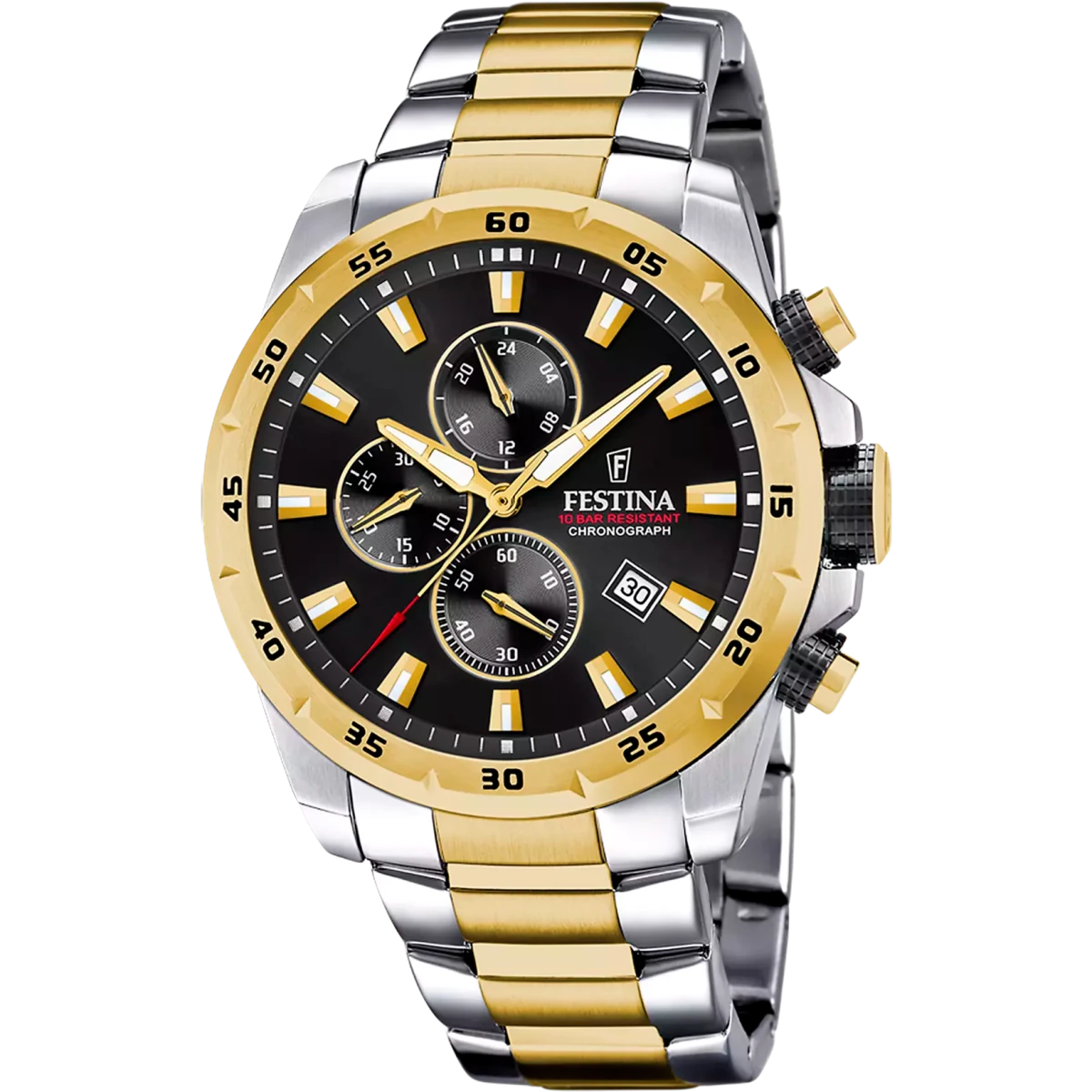 Festina Timeless Chronograph Rose Gold Dial Two Tone Gold PVD Stainless Steel Men’s 45mm Watch | F20562/4 | TIME Watches