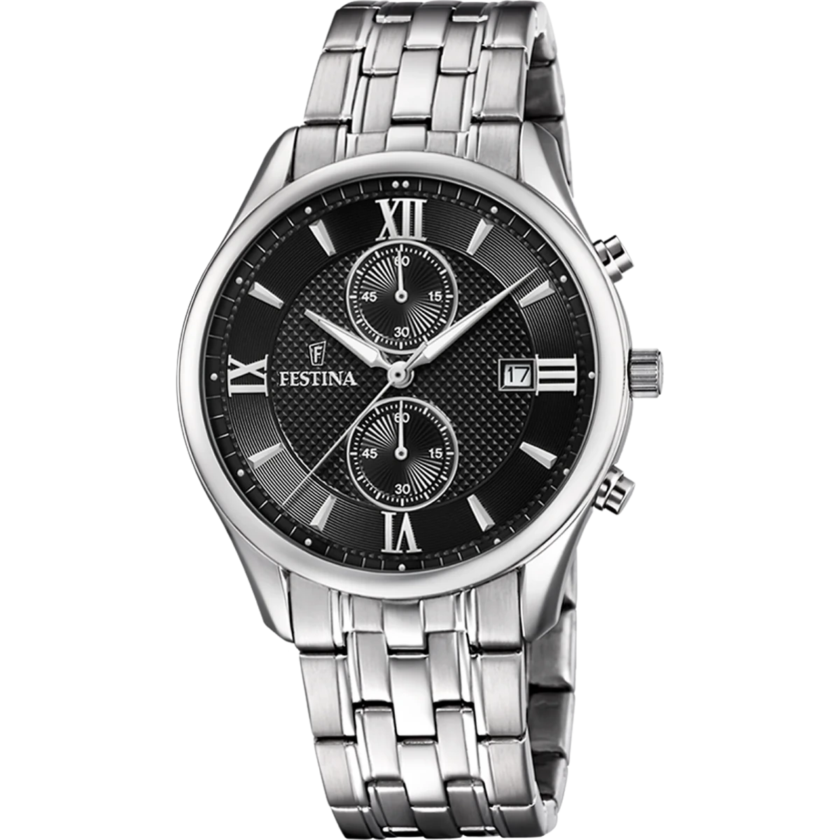 Festina Timeless Chronograph Silver Dial Stainless Steel Men’s 42mm Watch | F6854/8 | TIME Watches