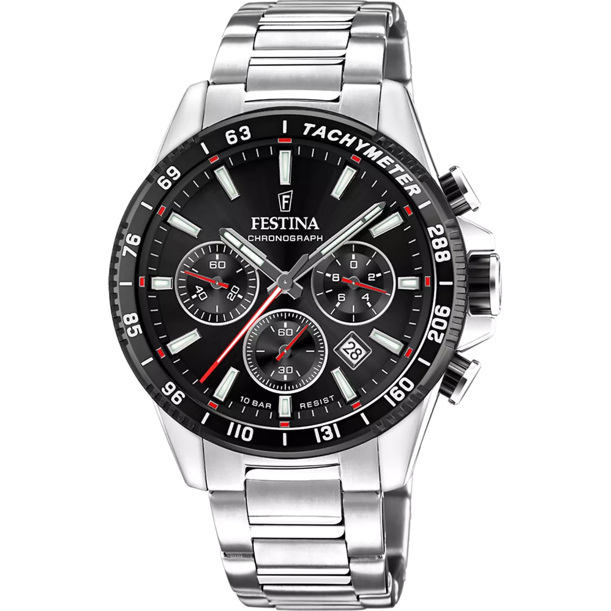 Festina Timeless Chronograph Silver Dial Stainless Steel Men’s 45mm Watch | F20560/6 | TIME Watches