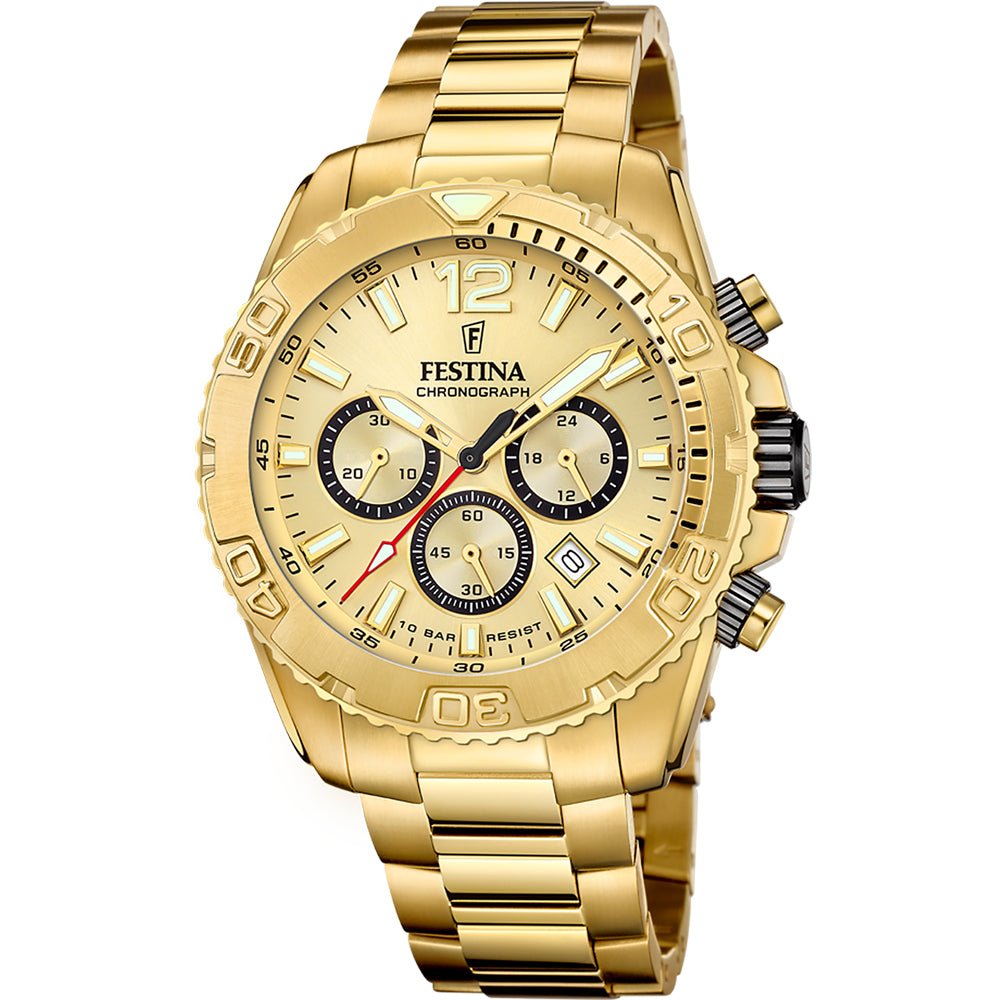 Festina Timeless Gold Chronograph Men's Watch | F20684/1 | Time Watch Specialists
