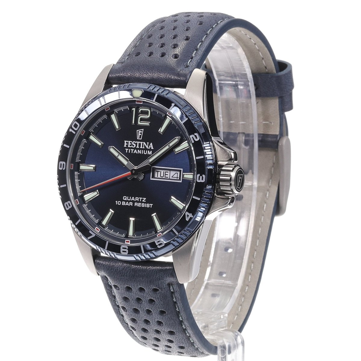 Festina Titanium Blue Dial Leather Men’s 43mm Watch | F20699/2 | TIME Watches