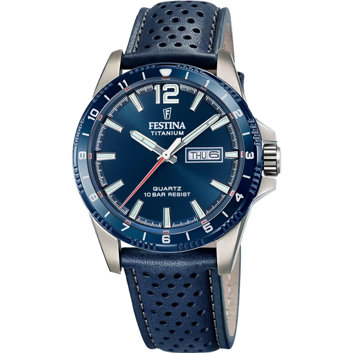Festina Titanium Blue Dial Leather Men’s 43mm Watch | F20699/2 | TIME Watches