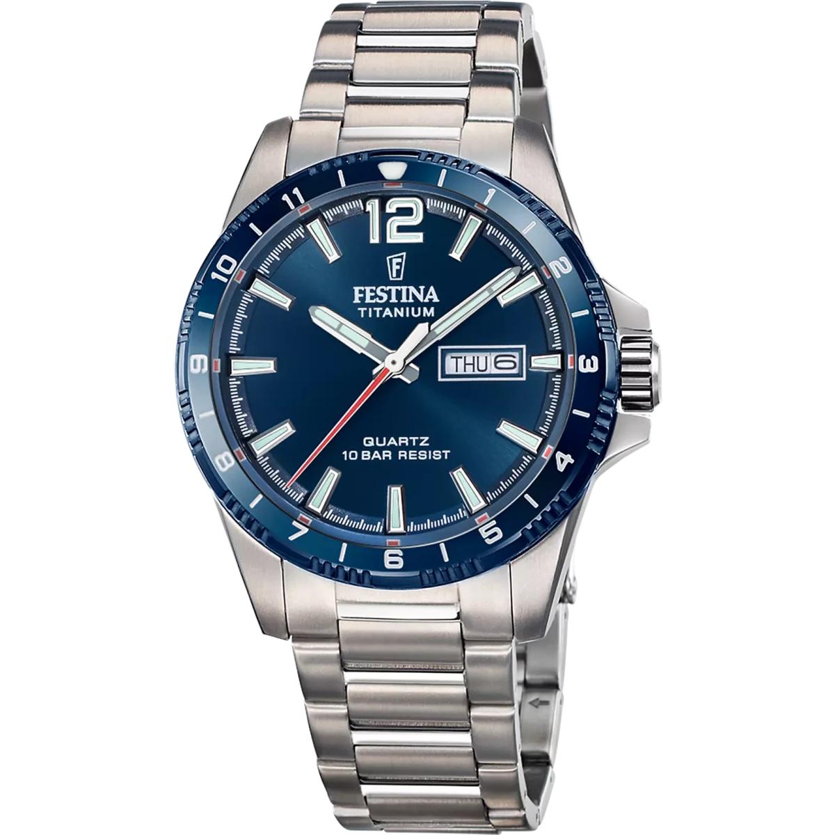Festina Titanium Blue Dial Titanium Men’s 43mm Watch | F20698/2 | TIME Watches