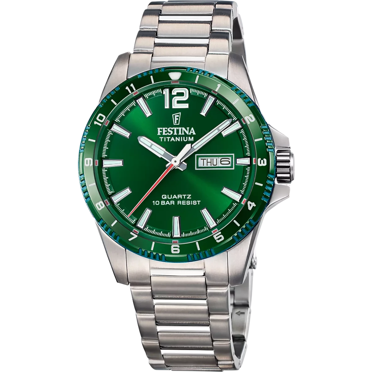 Festina Titanium Green Dial Titanium Men’s 43mm Watch | F20698/3 | TIME Watches