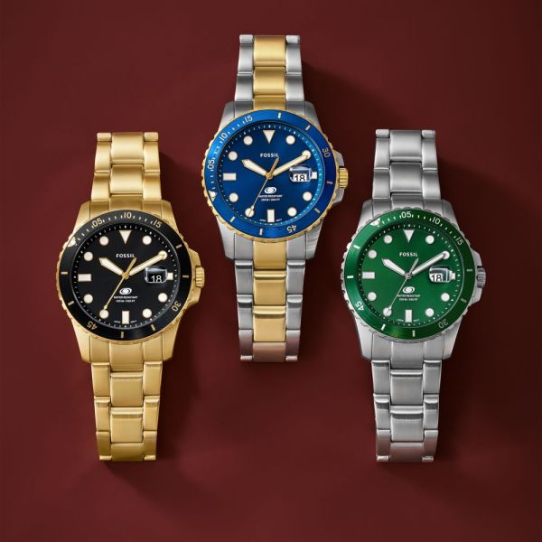 Fossil Blue Dive Three - Hand Date Stainless Steel Men's Watch | FS6034 | Time Watch Specialists