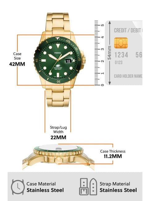 Fossil Blue Dive Three - Hand Stainless Steel Men's Watch | FS6030 | Time Watch Specialists