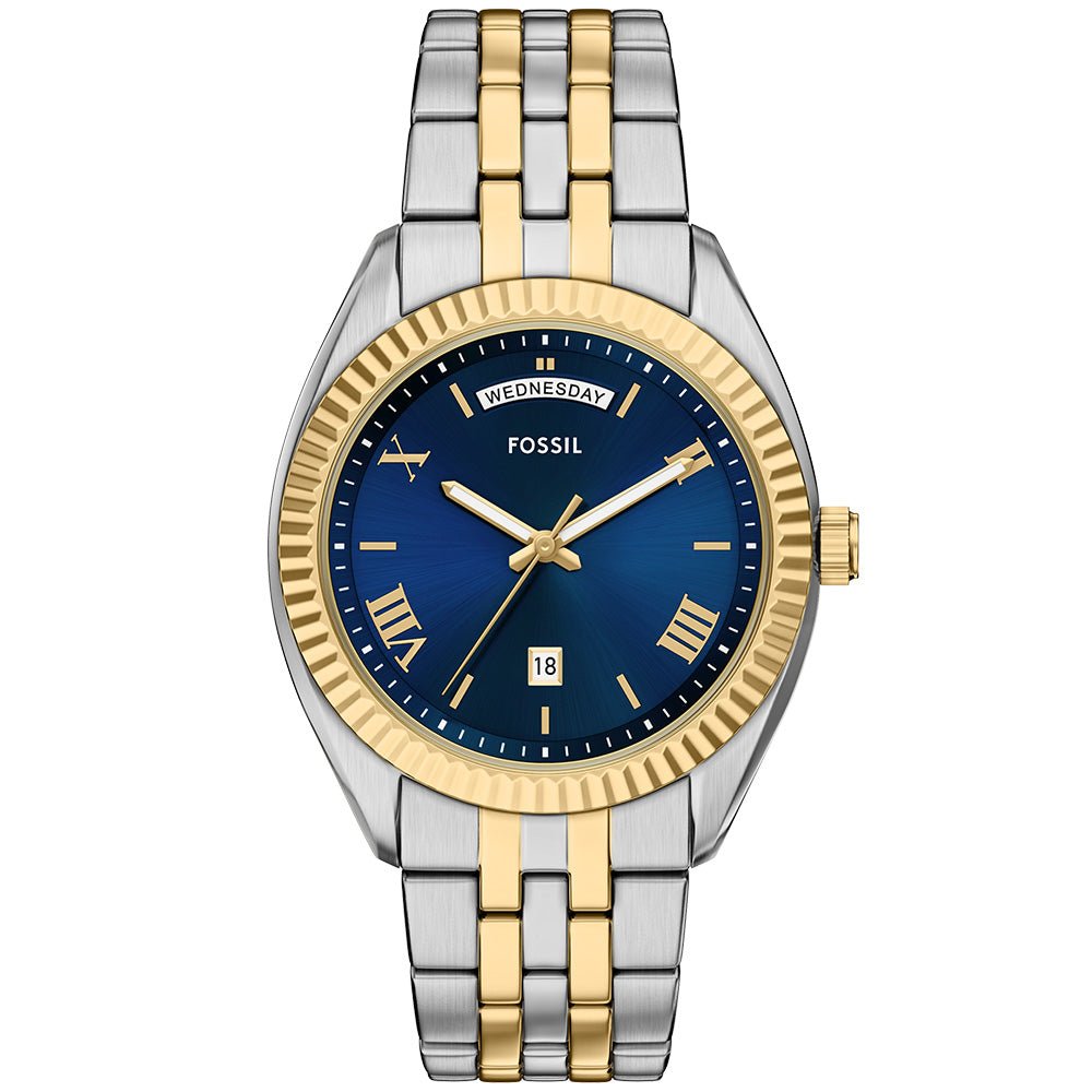 Fossil Campbell Blue Dial and Gold Steel Bracelet 42mm Men's Watch | FS6141 | TIME Watches