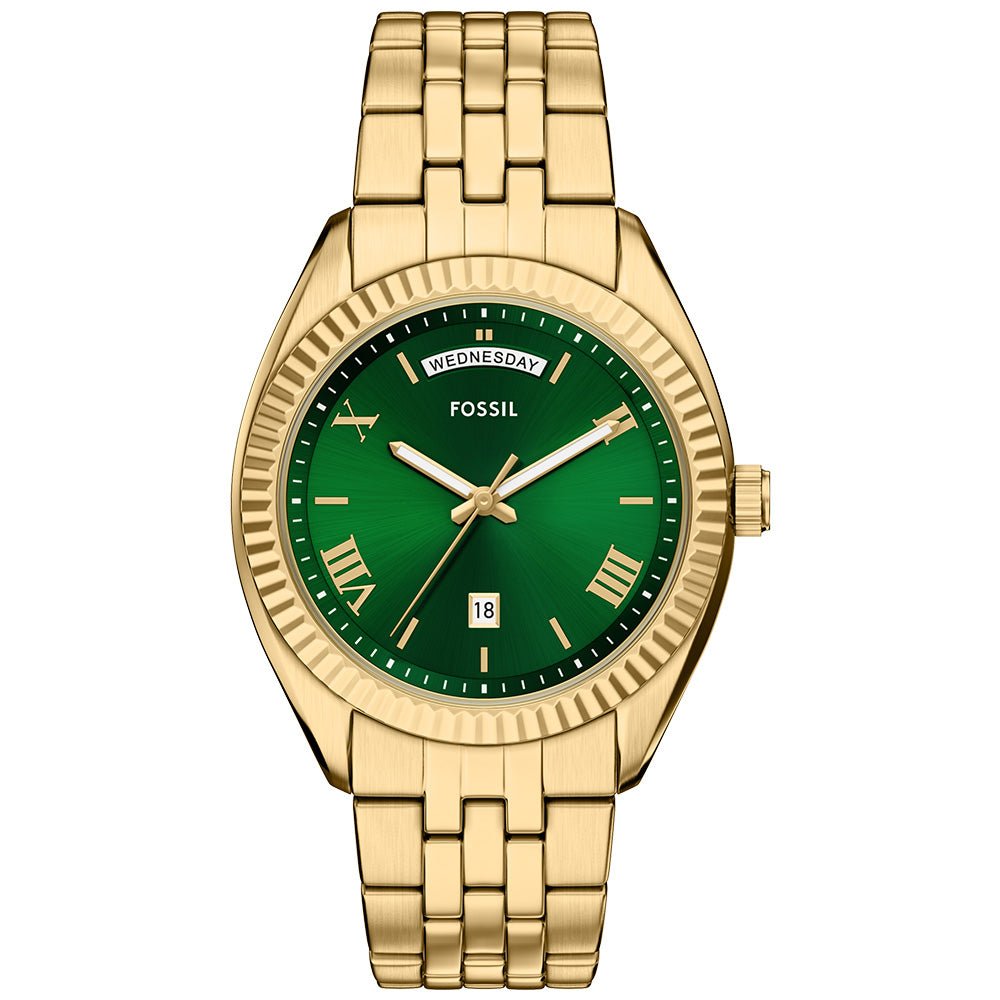 Fossil Campbell Green Dial and Gold Steel Bracelet 42mm Men's Watch | FS6142 | TIME Watches