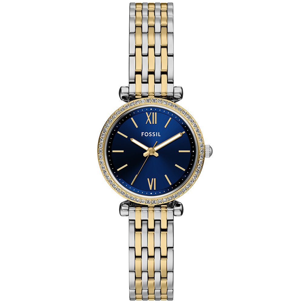 Fossil Carlie Blue Dial and Gold Steel Bracelet 28mm Women's Watch | ES5438 | TIME Watches