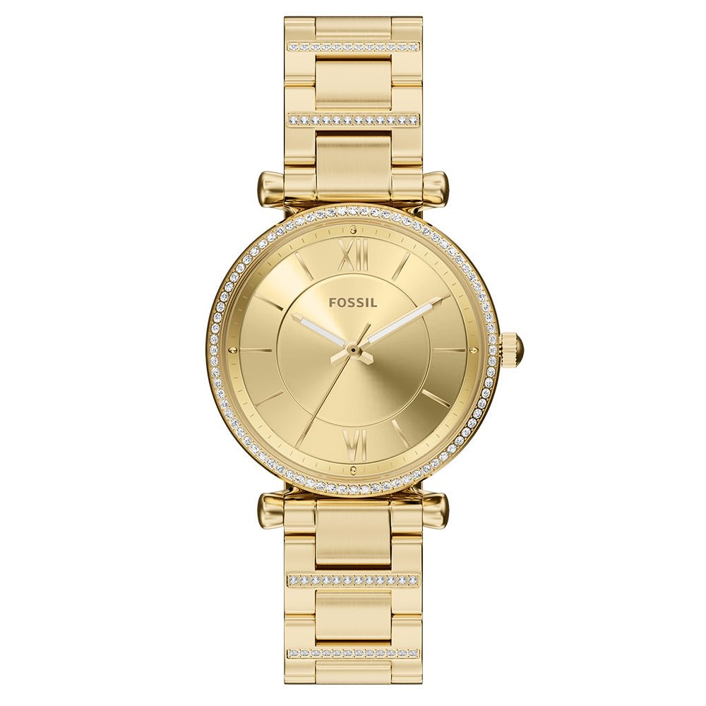 Fossil Carlie Gold Dial and Gold Steel Bracelet 35mm Women's Watch | ES5465 | TIME Watches