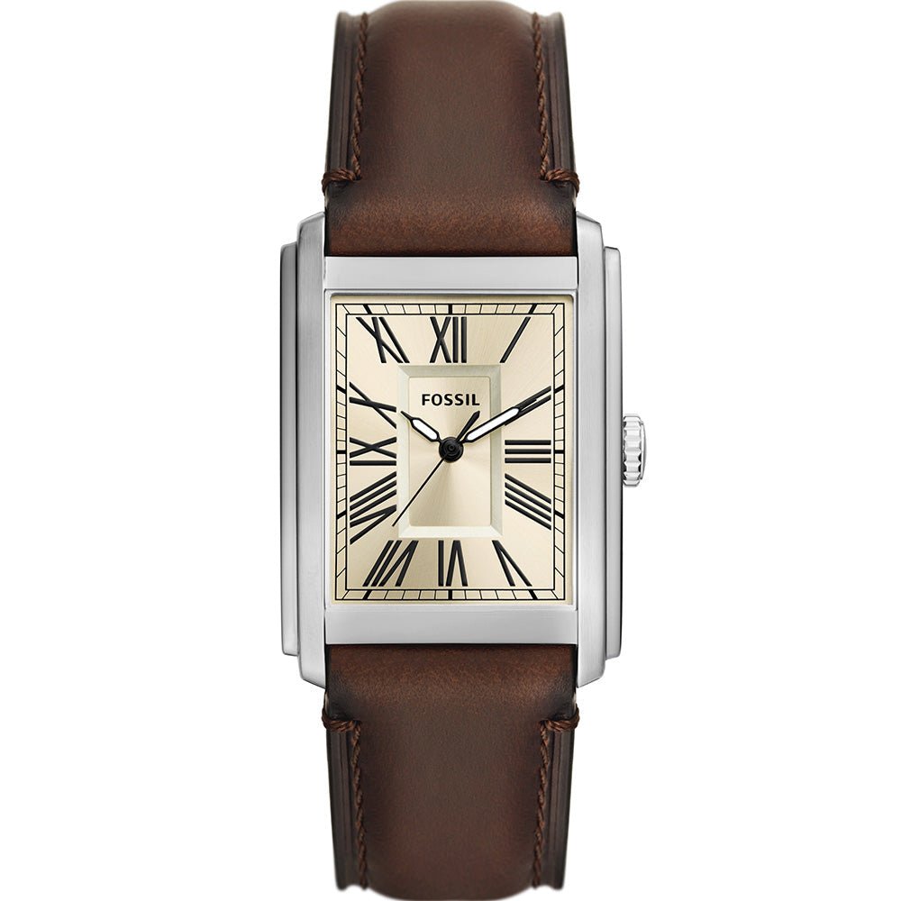 Fossil Carraway Cream Dial and Brown Leather Strap 30mm Men's Watch | FS6012 | TIME Watches