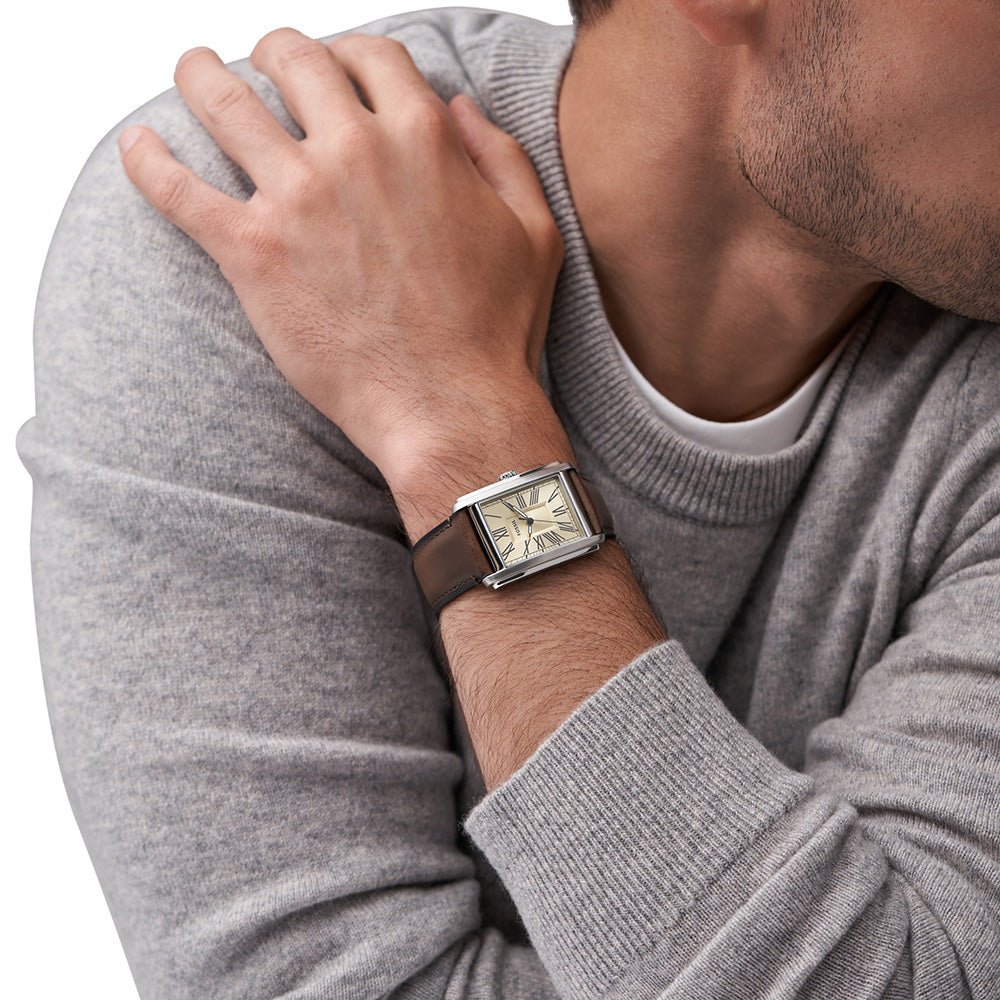 Fossil Carraway Cream Dial and Brown Leather Strap 30mm Men's Watch | FS6012 | TIME Watches